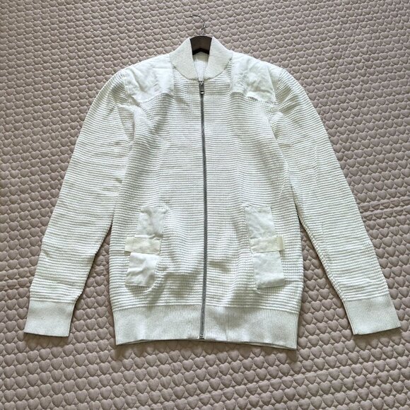 NWOT DIESEL Men's Sweater Zipped Cardigan Size M Cream Cotton Blend - Picture 2 of 13